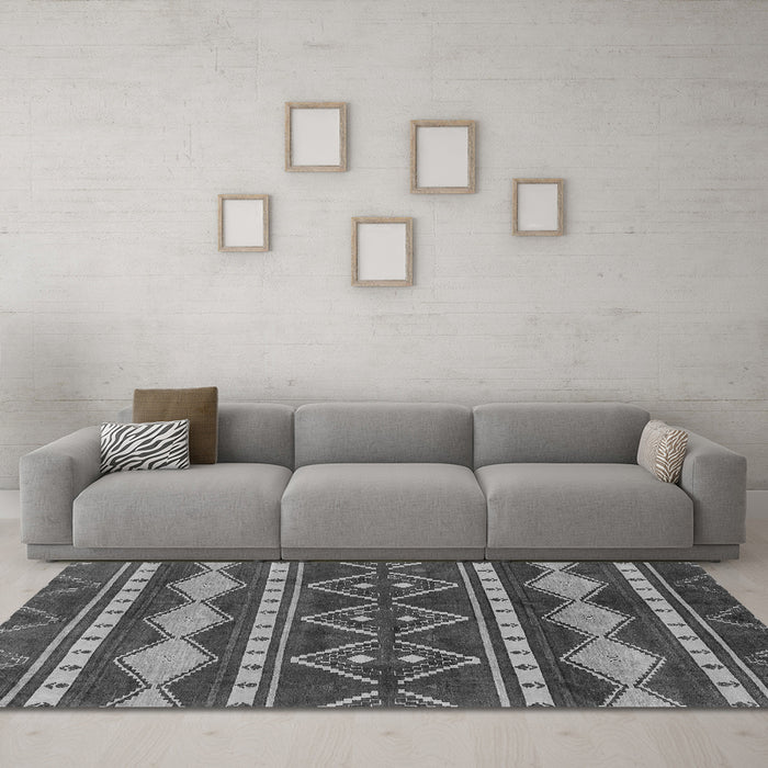 Machine Washable Abstract Gray Modern Rug in a Living Room,, wshabs1792gry