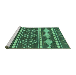 Sideview of Machine Washable Abstract Turquoise Modern Area Rugs, wshabs1792turq