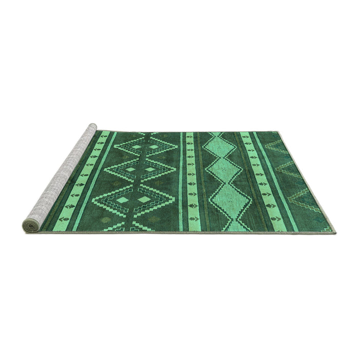 Sideview of Machine Washable Abstract Turquoise Modern Area Rugs, wshabs1792turq