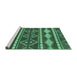 Sideview of Machine Washable Abstract Turquoise Modern Area Rugs, wshabs1792turq