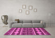 Machine Washable Abstract Pink Modern Rug in a Living Room, wshabs1792pnk