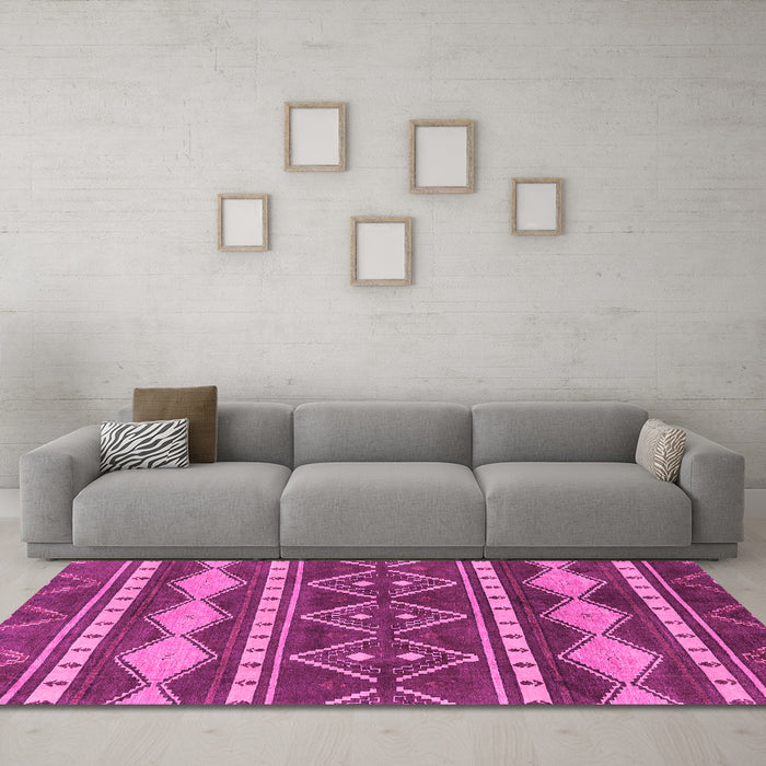 Machine Washable Abstract Pink Modern Rug in a Living Room, wshabs1792pnk