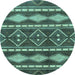 Round Machine Washable Abstract Light Blue Modern Rug, wshabs1792lblu