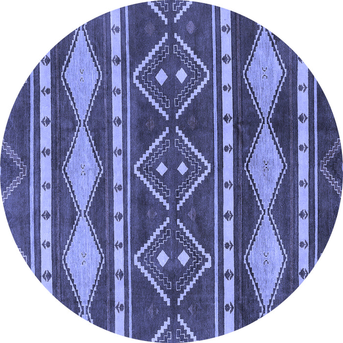 Round Abstract Blue Modern Rug, abs1792blu