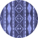 Round Abstract Blue Modern Rug, abs1792blu