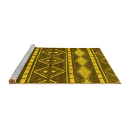 Sideview of Machine Washable Abstract Yellow Modern Rug, wshabs1792yw