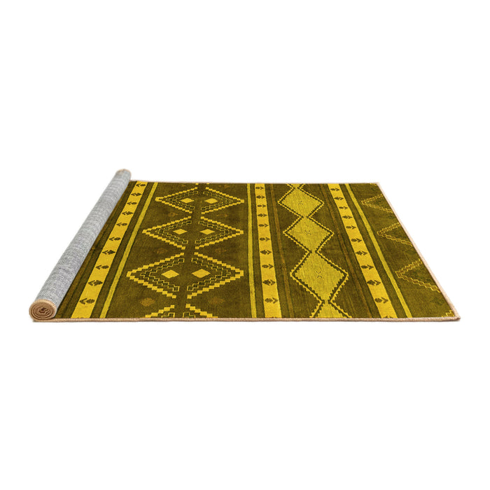 Sideview of Machine Washable Abstract Yellow Modern Rug, wshabs1792yw