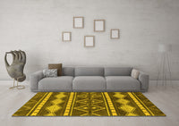 Machine Washable Abstract Yellow Modern Rug, wshabs1792yw