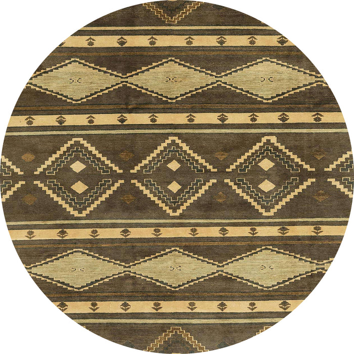Round Machine Washable Abstract Sepia Brown Rug, wshabs1792