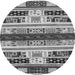 Round Machine Washable Abstract Gray Modern Rug, wshabs1793gry