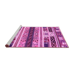 Sideview of Machine Washable Abstract Pink Modern Rug, wshabs1793pnk