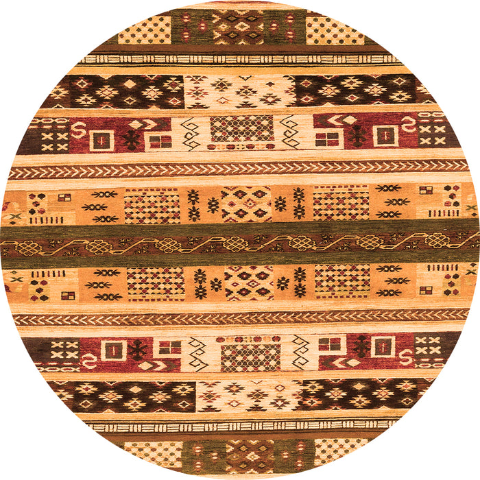 Round Abstract Orange Modern Rug, abs1793org