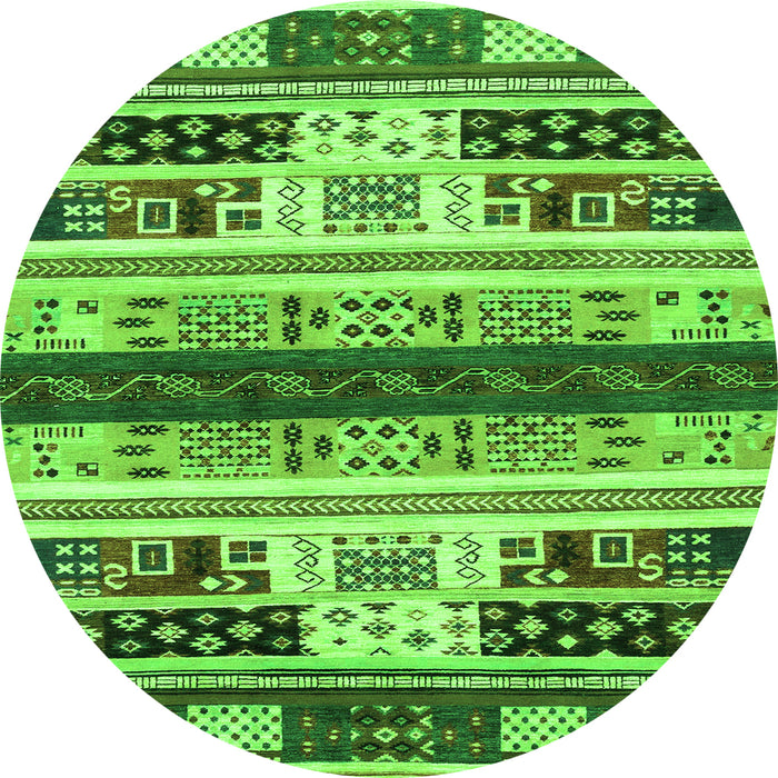 Round Machine Washable Abstract Green Modern Area Rugs, wshabs1793grn