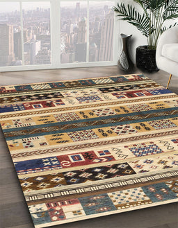 Machine Washable Abstract Dark Brown Rug in a Family Room, wshabs1793