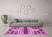 Machine Washable Abstract Pink Modern Rug in a Living Room, wshabs1793pnk