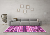 Machine Washable Abstract Pink Modern Rug, wshabs1793pnk