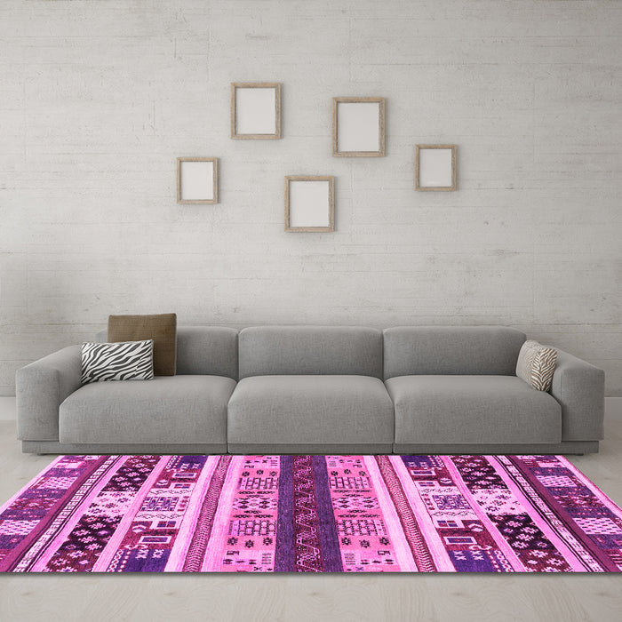 Machine Washable Abstract Pink Modern Rug in a Living Room, wshabs1793pnk