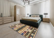 Abstract Dark Brown Modern Rug in a Bedroom, abs1793