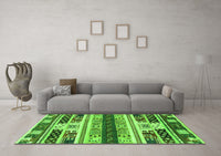 Machine Washable Abstract Green Modern Rug, wshabs1793grn