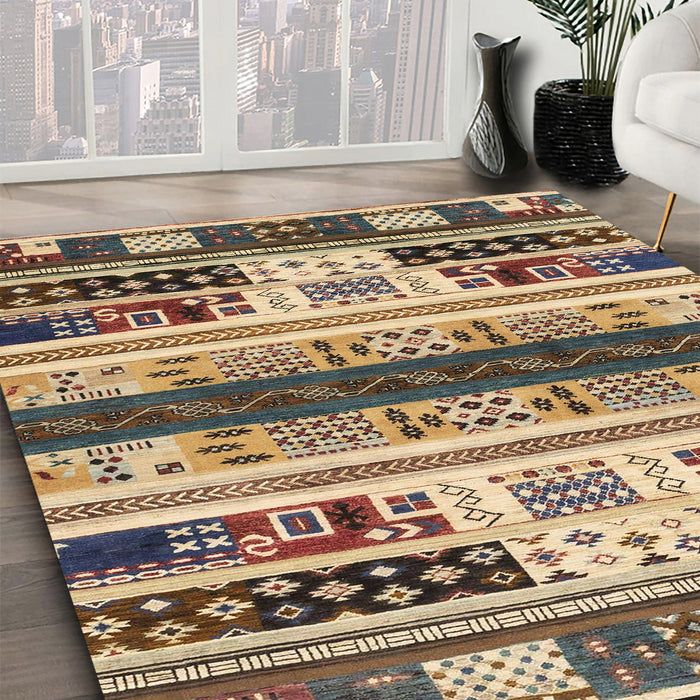 Abstract Dark Brown Modern Rug in Family Room, abs1793