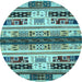 Round Machine Washable Abstract Light Blue Modern Rug, wshabs1793lblu