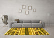 Machine Washable Abstract Yellow Modern Rug in a Living Room, wshabs1793yw