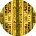 Round Abstract Yellow Modern Rug, abs1793yw