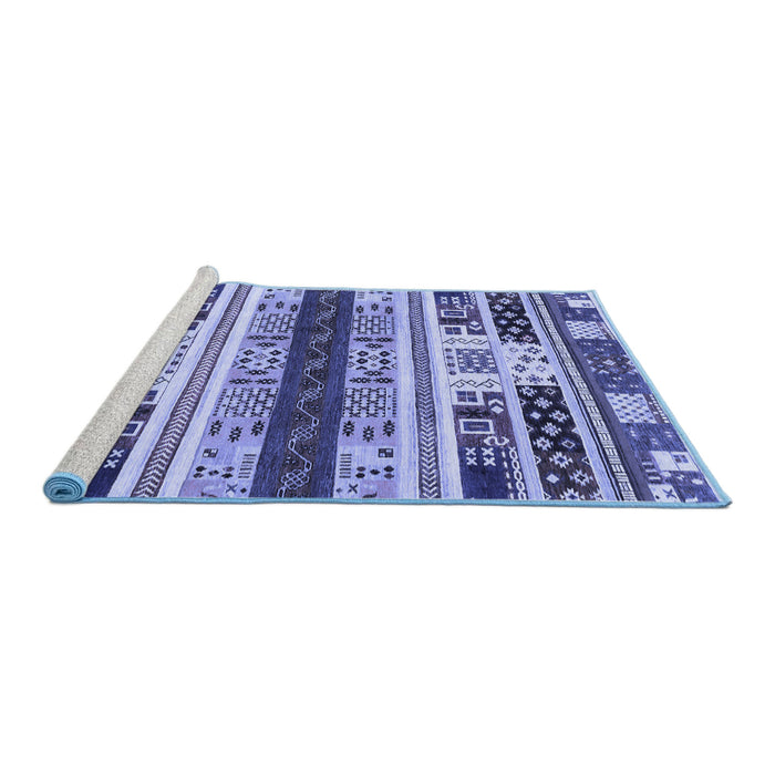 Sideview of Machine Washable Abstract Blue Modern Rug, wshabs1793blu
