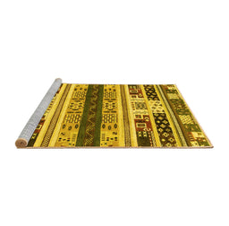 Sideview of Machine Washable Abstract Yellow Modern Rug, wshabs1793yw