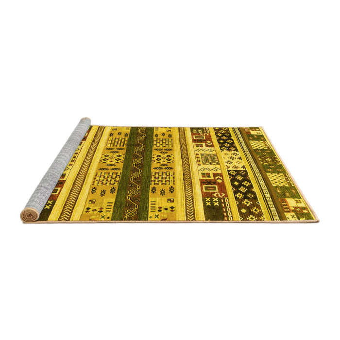 Sideview of Machine Washable Abstract Yellow Modern Rug, wshabs1793yw