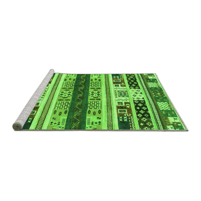 Sideview of Machine Washable Abstract Green Modern Area Rugs, wshabs1793grn
