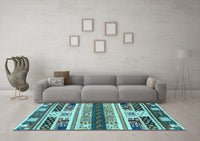 Machine Washable Abstract Light Blue Modern Rug, wshabs1793lblu