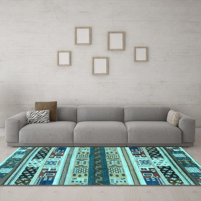 Machine Washable Abstract Light Blue Modern Rug in a Living Room, wshabs1793lblu