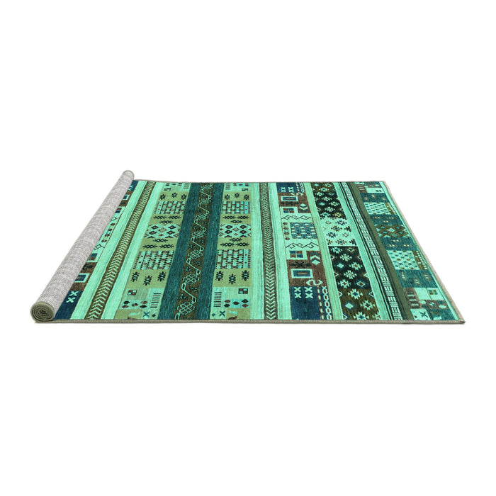 Sideview of Machine Washable Abstract Turquoise Modern Area Rugs, wshabs1793turq
