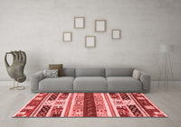 Machine Washable Abstract Red Modern Rug, wshabs1793red