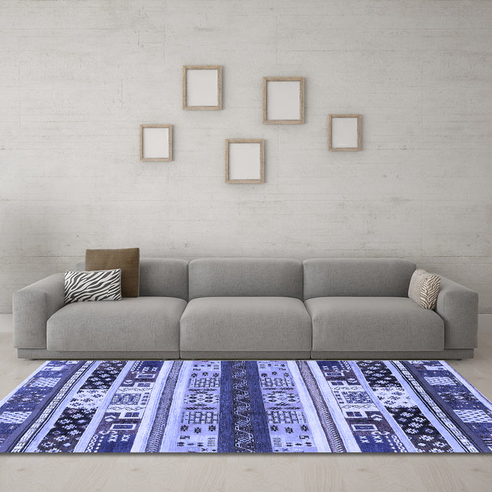 Machine Washable Abstract Blue Modern Rug in a Living Room, wshabs1793blu