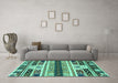 Machine Washable Abstract Turquoise Modern Area Rugs in a Living Room,, wshabs1793turq