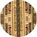 Round Abstract Brown Modern Rug, abs1793brn