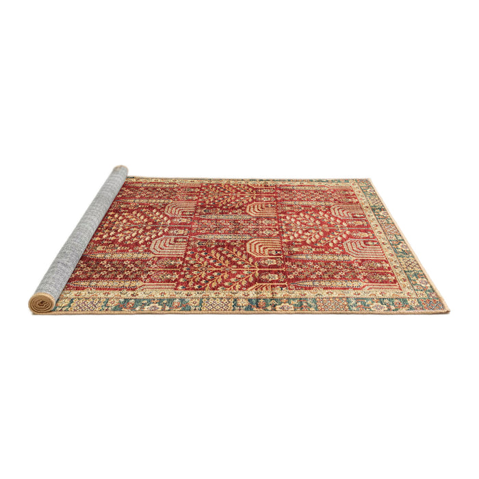 Sideview of Machine Washable Abstract Red Rug, wshabs1794