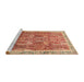 Sideview of Machine Washable Abstract Red Rug, wshabs1794