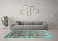 Machine Washable Abstract Light Blue Modern Rug, wshabs1794lblu