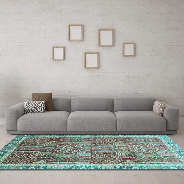 Machine Washable Abstract Light Blue Modern Rug in a Living Room, wshabs1794lblu
