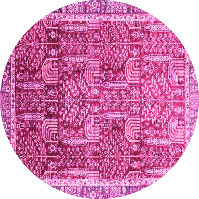 Round Abstract Pink Modern Rug, abs1794pnk