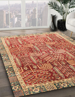 Abstract Red Modern Rug in Family Room, abs1794