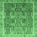 Square Machine Washable Abstract Emerald Green Modern Area Rugs, wshabs1794emgrn