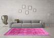 Machine Washable Abstract Pink Modern Rug in a Living Room, wshabs1794pnk