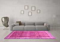 Machine Washable Abstract Pink Modern Rug, wshabs1794pnk