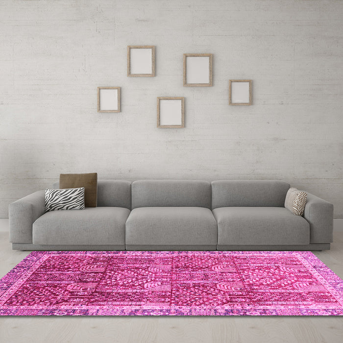 Machine Washable Abstract Pink Modern Rug in a Living Room, wshabs1794pnk