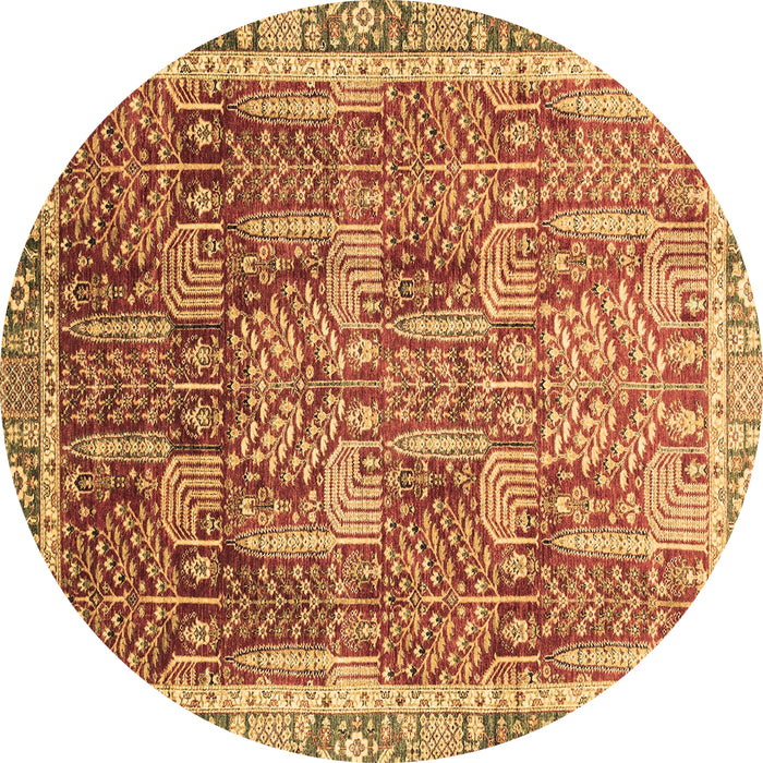 Round Abstract Brown Modern Rug, abs1794brn