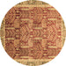 Round Abstract Brown Modern Rug, abs1794brn